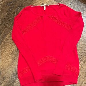 Victoria's Secret Red Lace Crew Neck Sweater